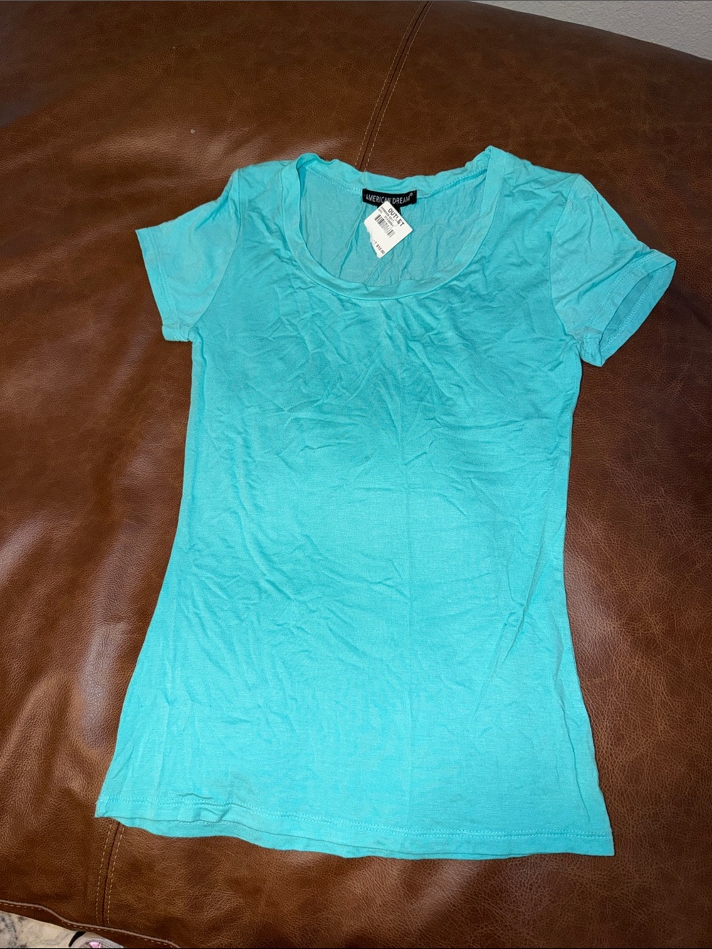 American Dream Scoop Neck Tee - Turquoise Blue